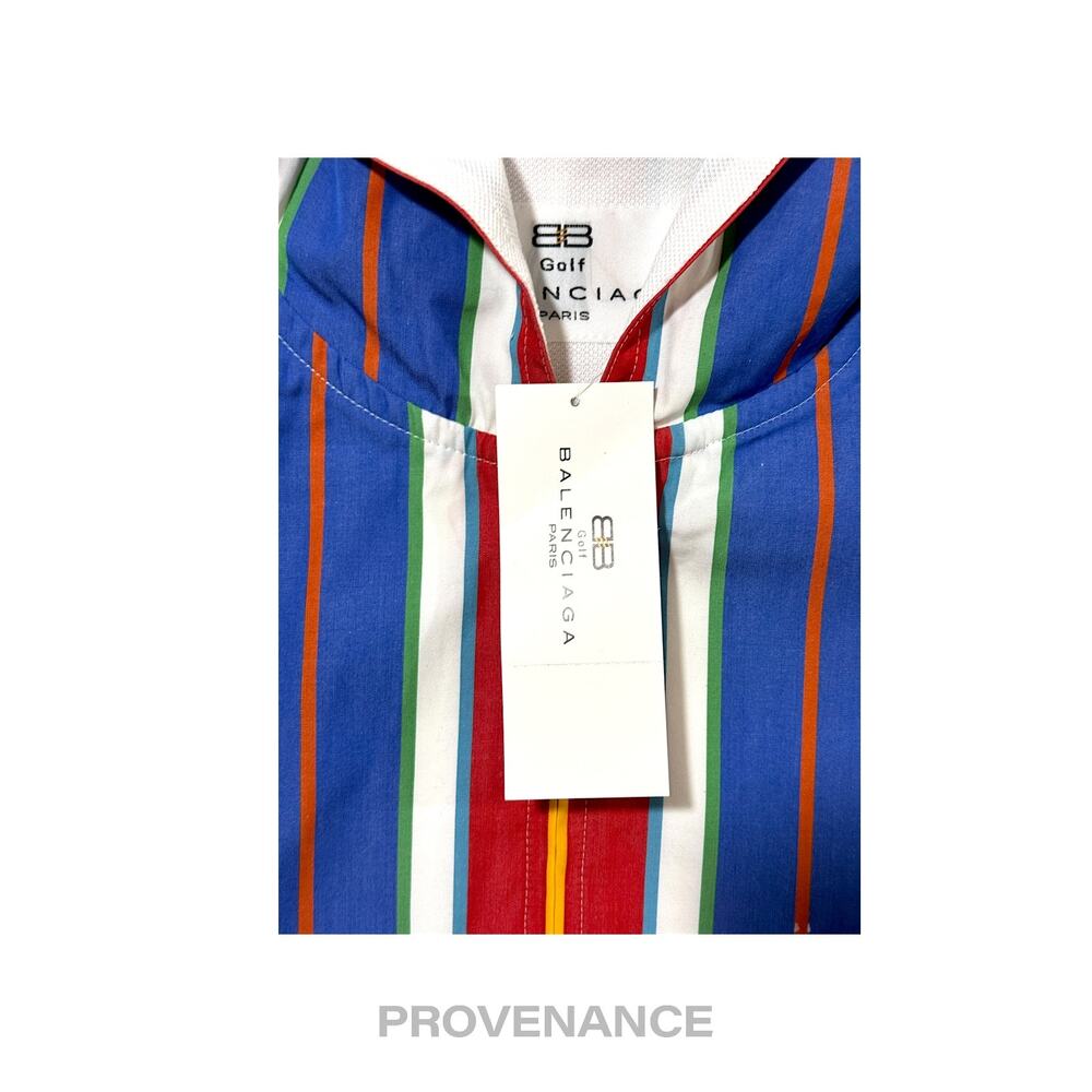 🔴 Balenciaga Golf Hoodie Vest - Striped Red Blue M - Picture 7 of 10